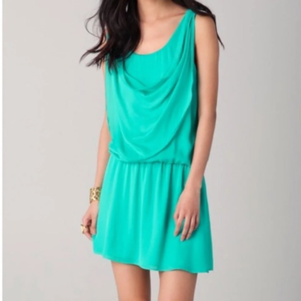 Alice + Olivia teal green elastic Goldie dress